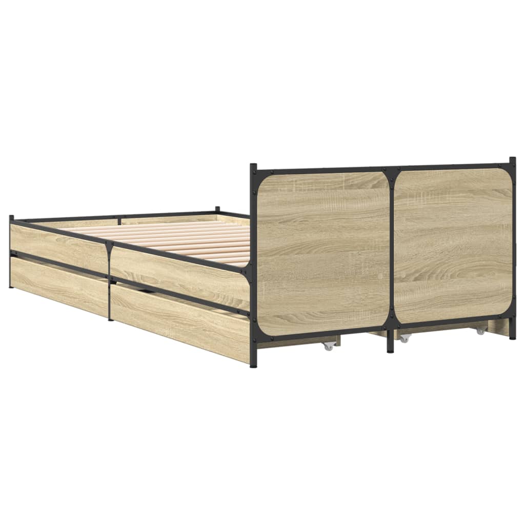 Sengeramme med skuffer sonoma eik 75x190 cm konstruert tre