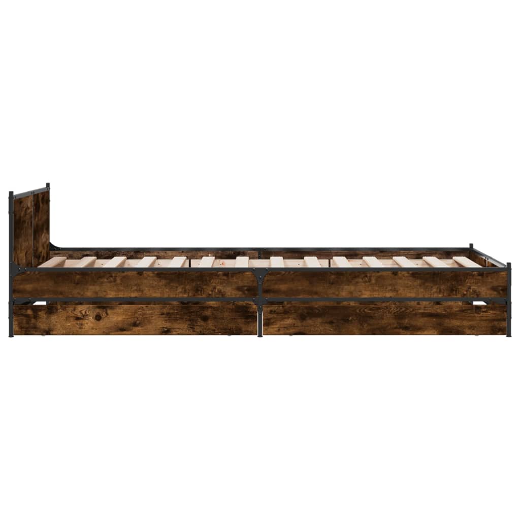 Sengeramme med skuffer røkt eik 75x190 cm konstruert tre