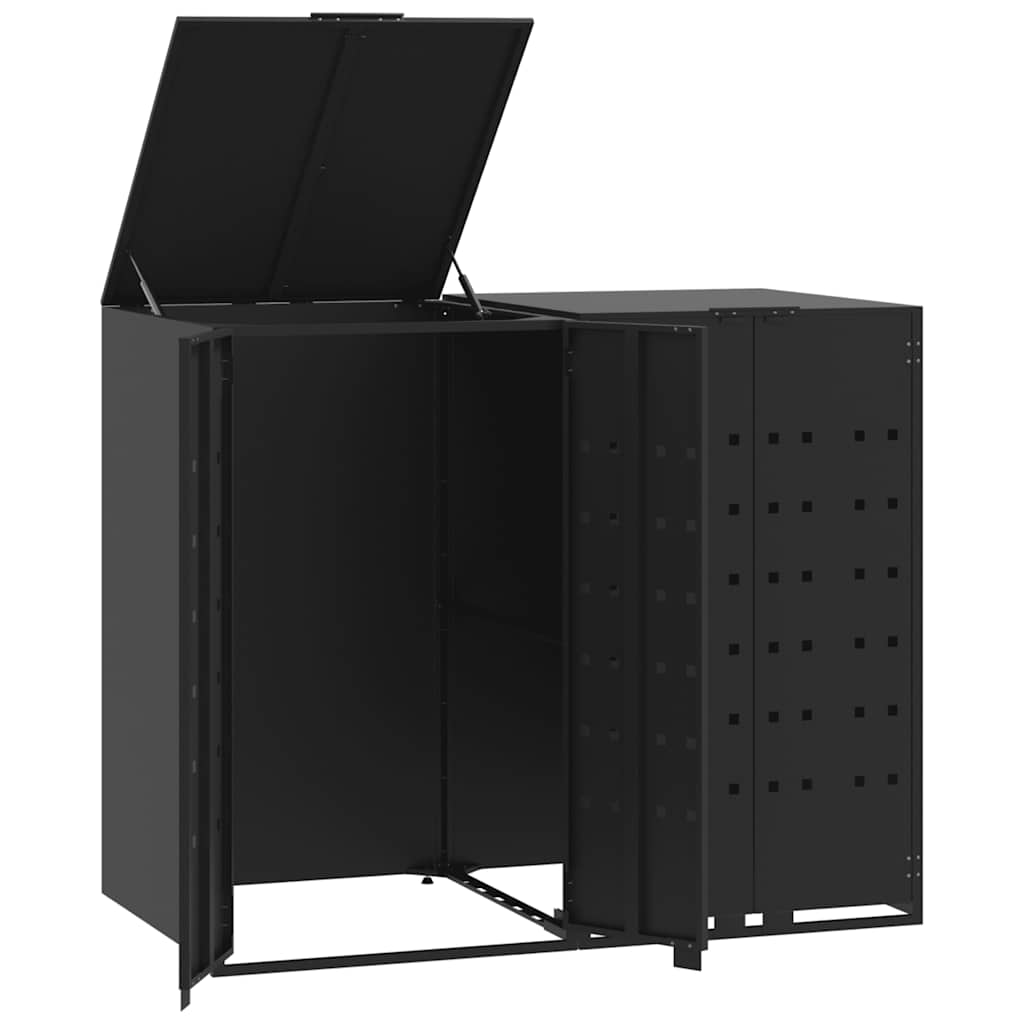 Søppeldunkskur for 2 dunker svart 138x79x117 cm stål