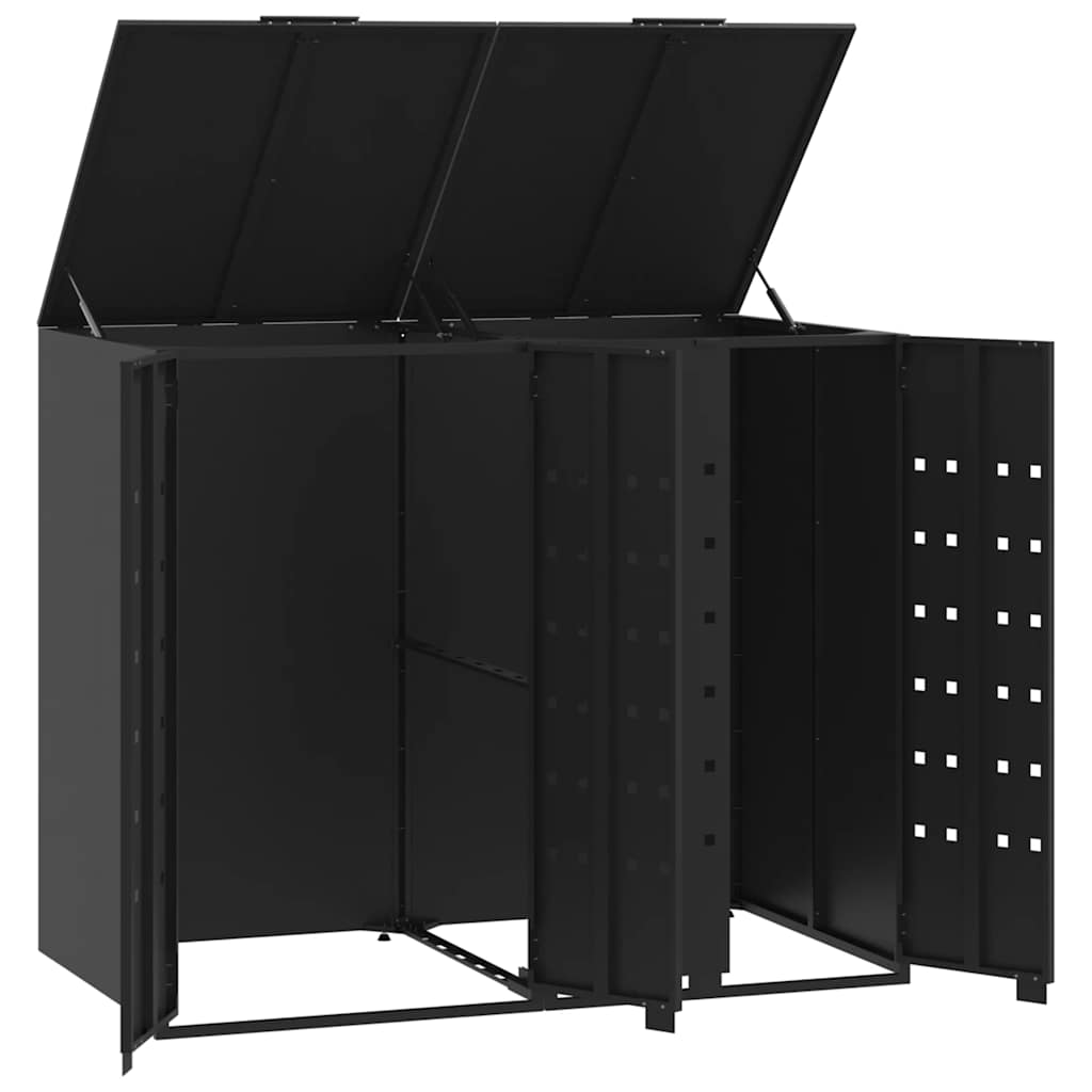 Søppeldunkskur for 2 dunker svart 138x79x117 cm stål