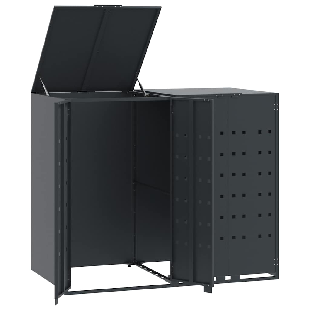 Søppeldunkskur for 2 dunker antrasitt 138x79x117 cm stål