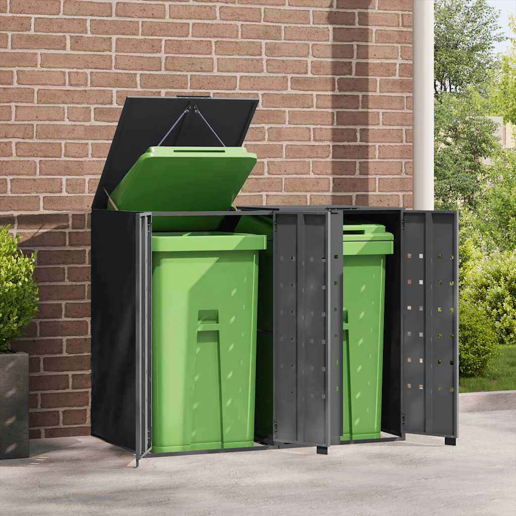 Søppeldunkskur for 2 dunker antrasitt 138x79x117 cm stål