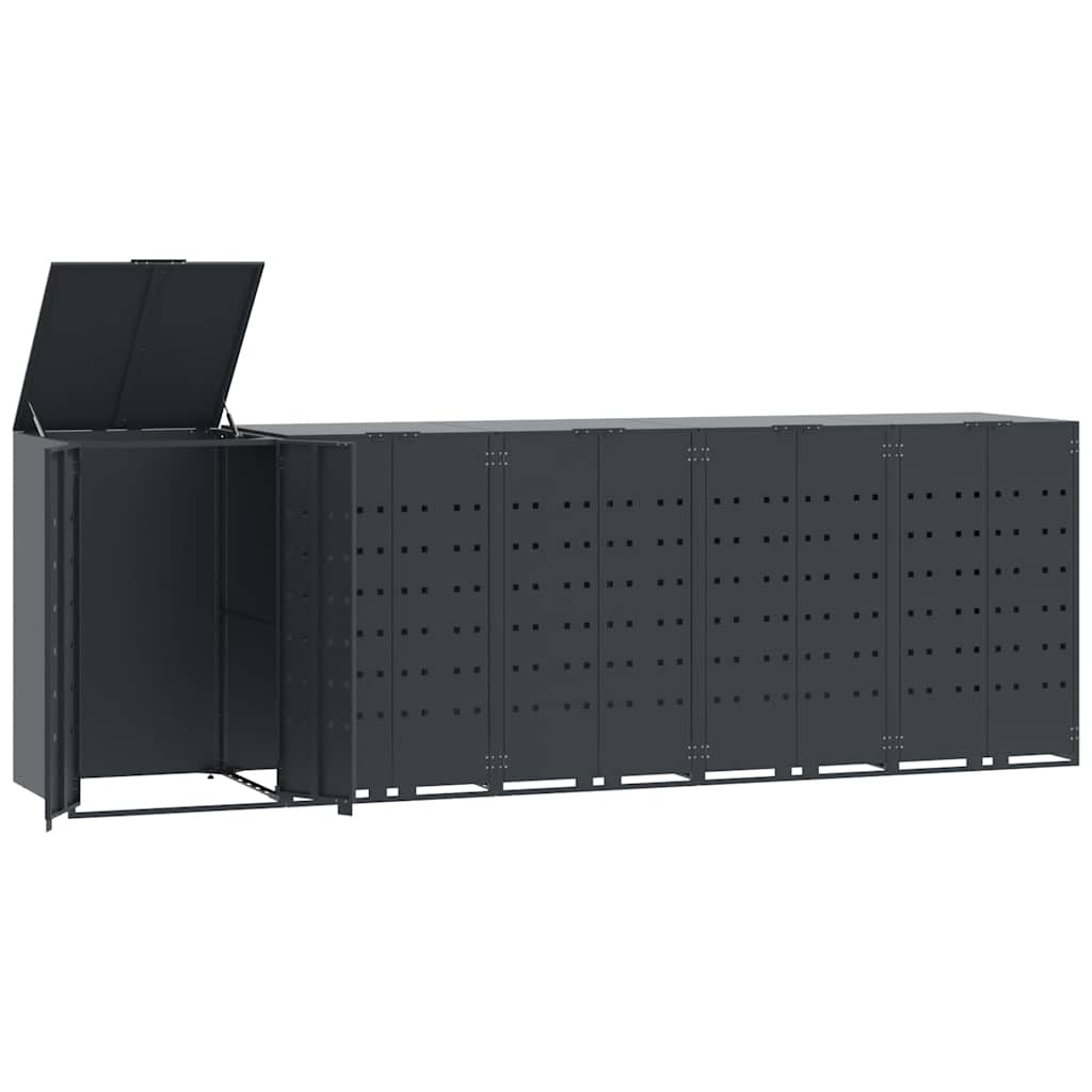 Søppeldunkskur for 5 dunker antrasitt 345x79x117 cm stål