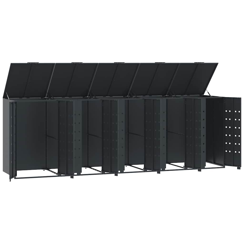 Søppeldunkskur for 5 dunker antrasitt 345x79x117 cm stål