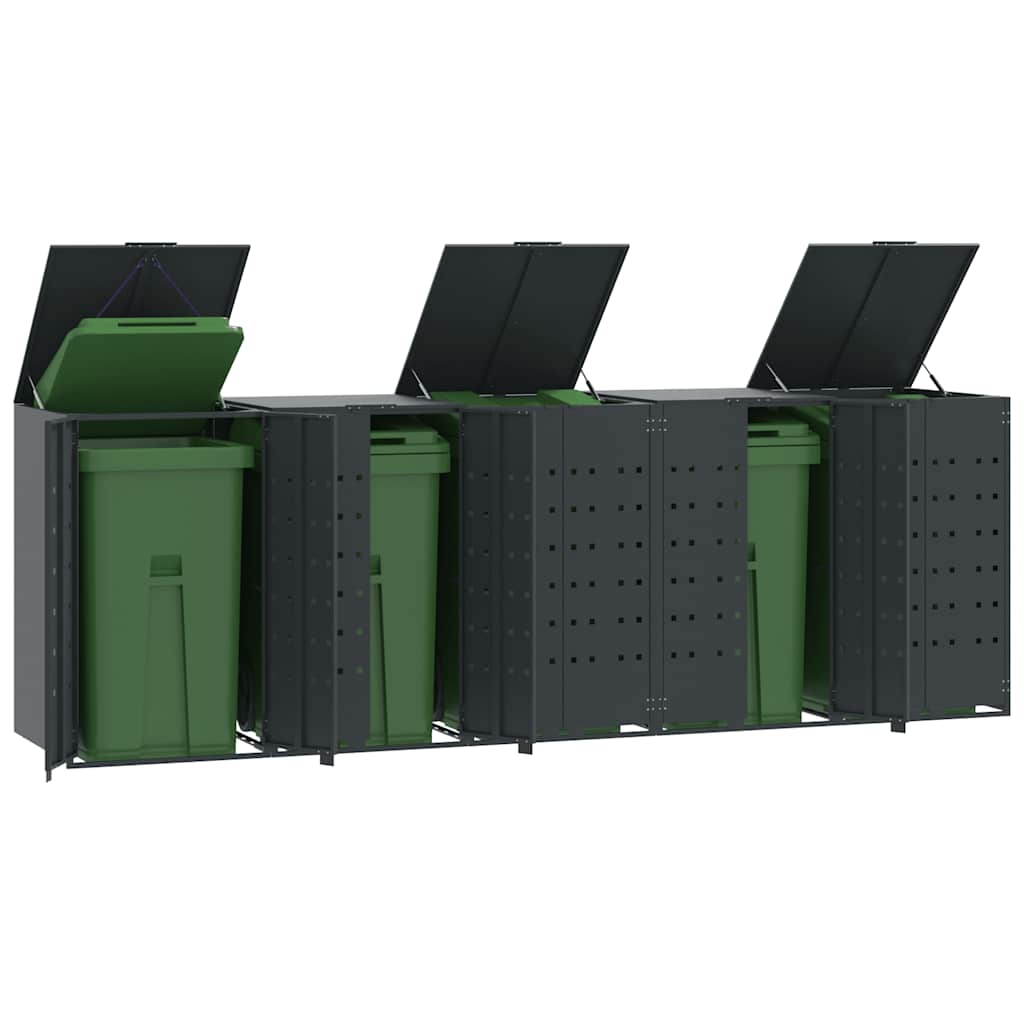 Søppeldunkskur for 5 dunker antrasitt 345x79x117 cm stål