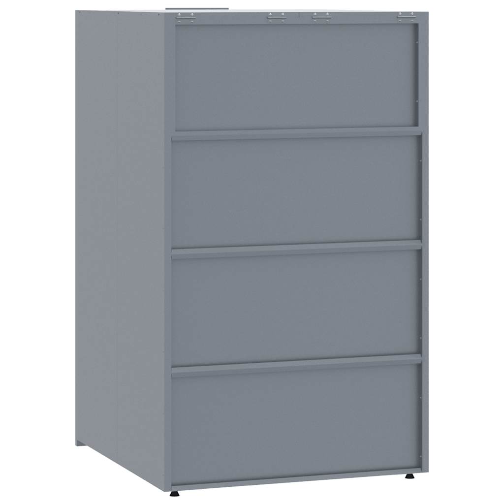 Søppeldunkskur for 4 dunker grå 276x79x117 cm stål