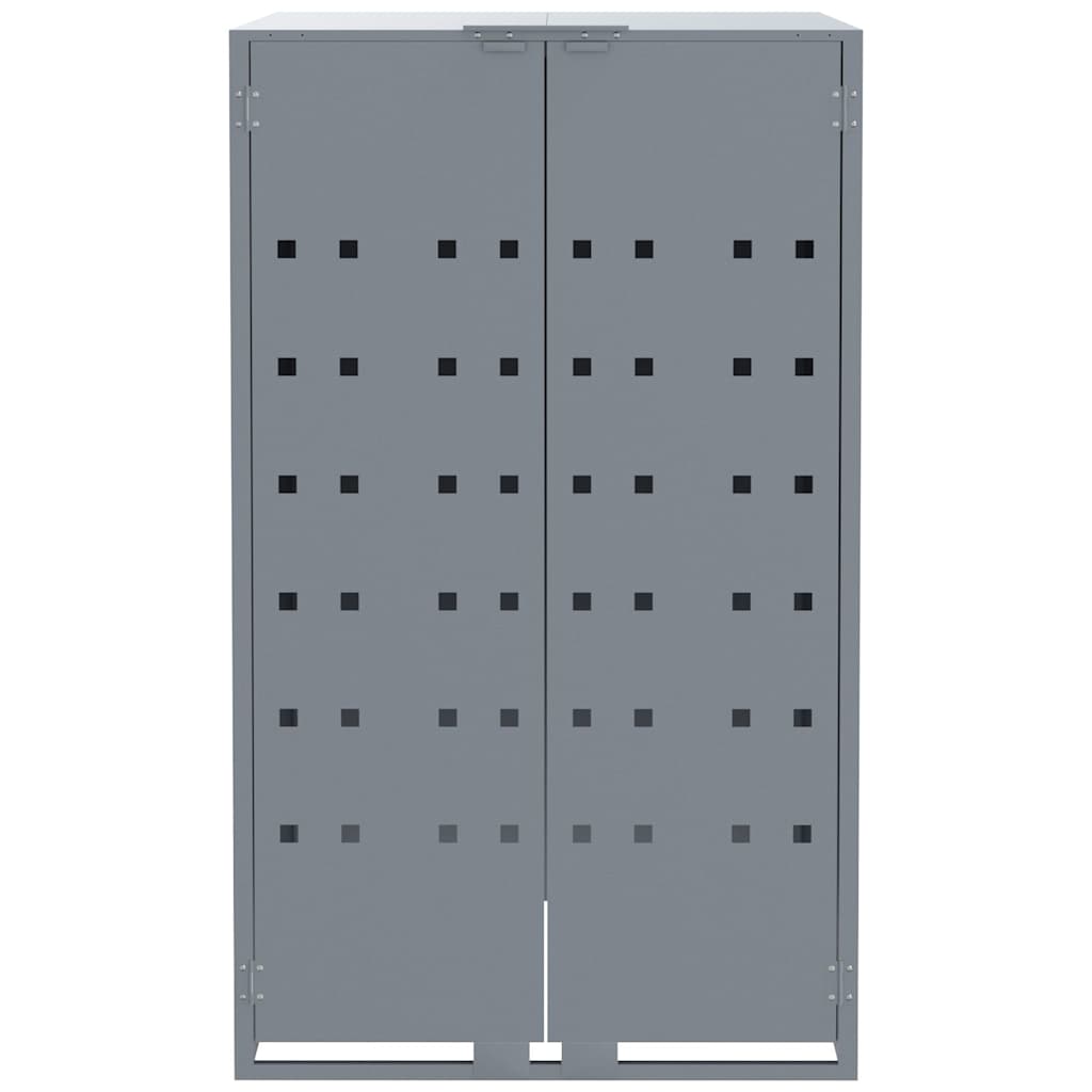 Søppeldunkskur for 5 dunker grå 345x79x117 cm stål
