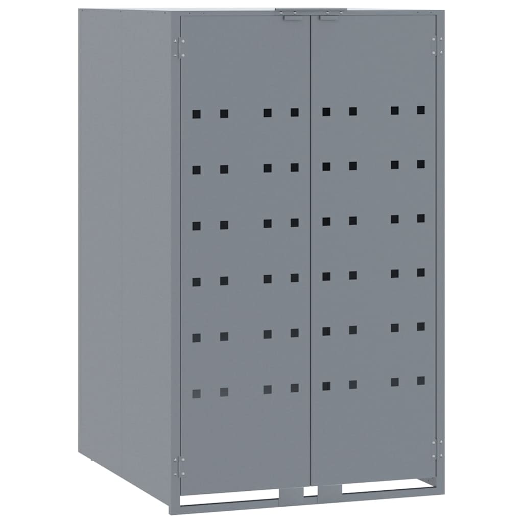 Søppeldunkskur for 6 dunker grå 414x79x117 cm stål
