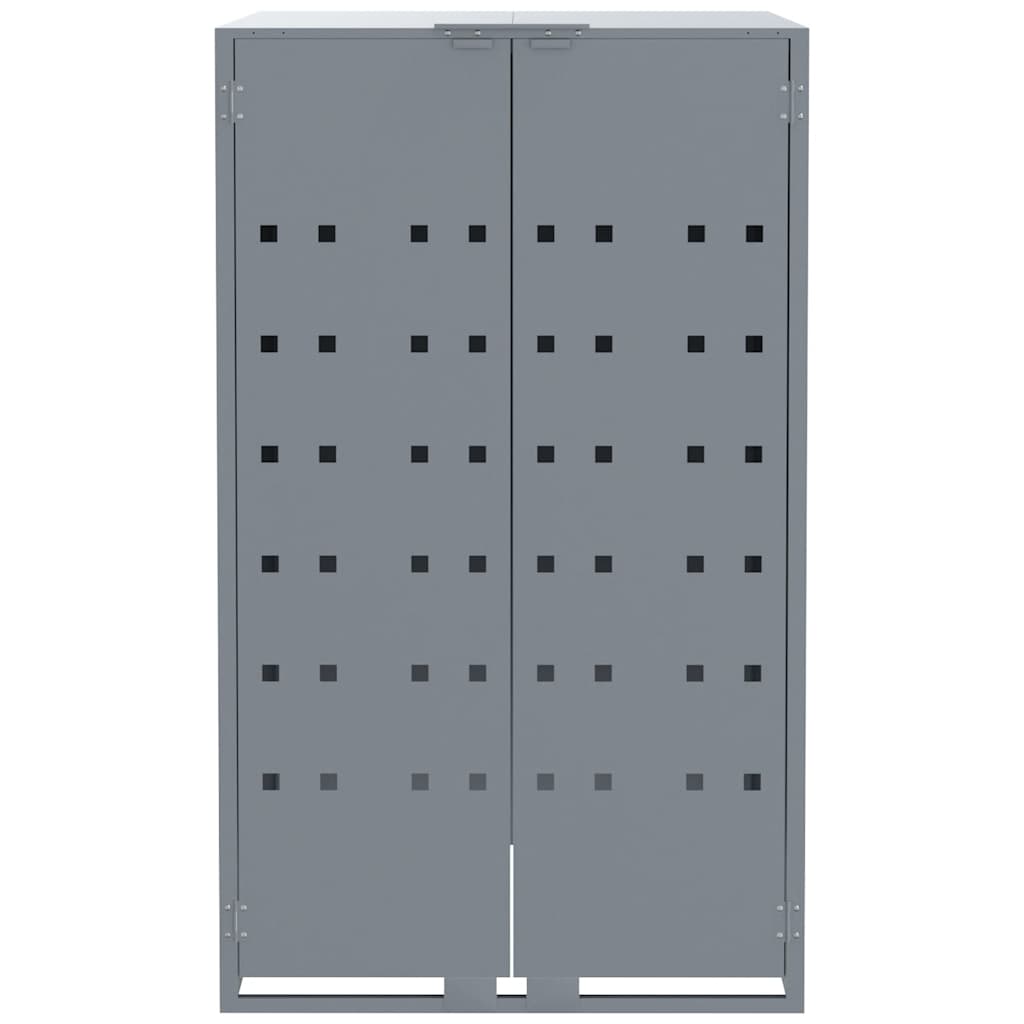 Søppeldunkskur for 6 dunker grå 414x79x117 cm stål