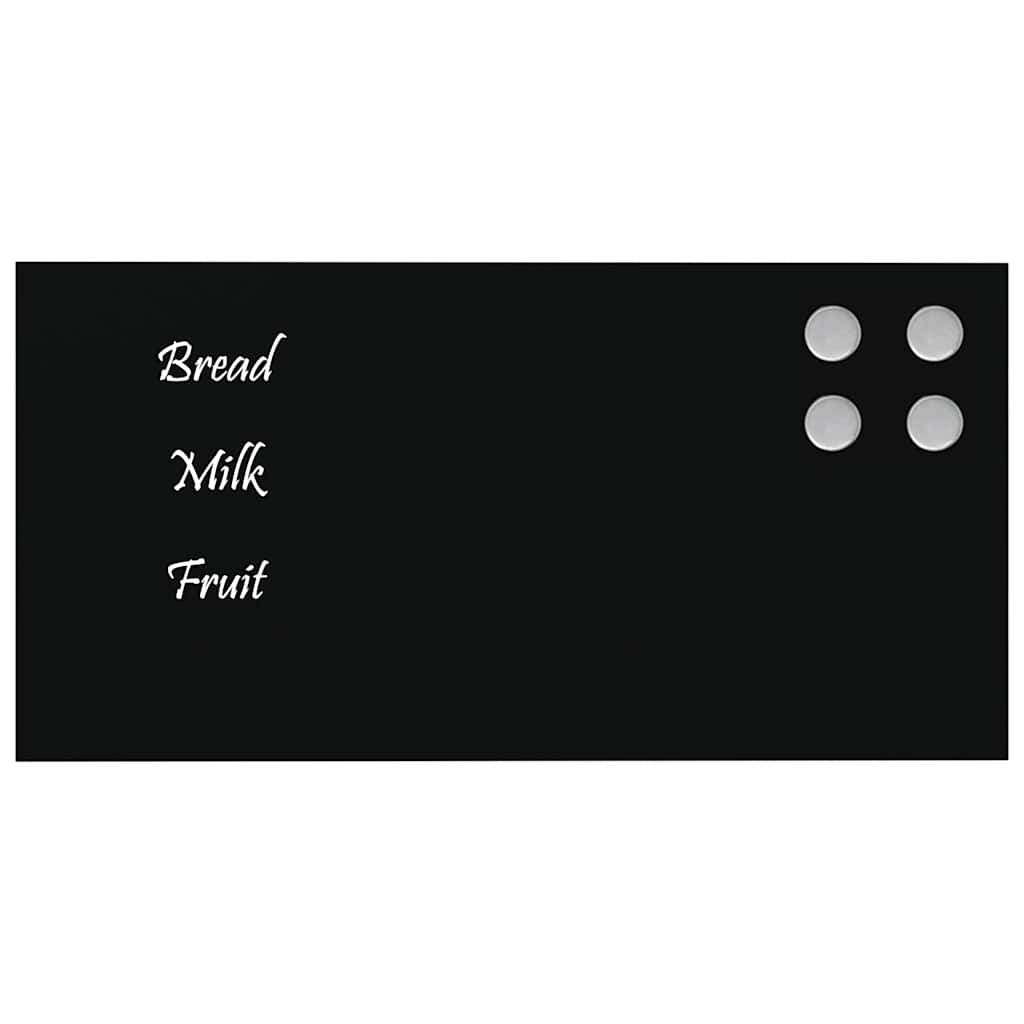Veggmontert magnettavle svart 40x20 cm herdet glass