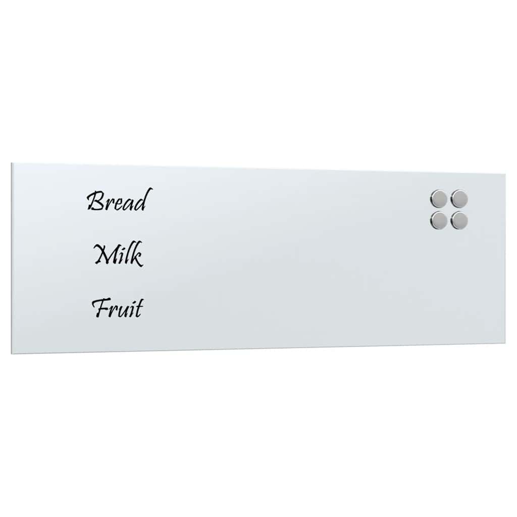 Veggmontert magnettavle hvit 80x30 cm herdet glass