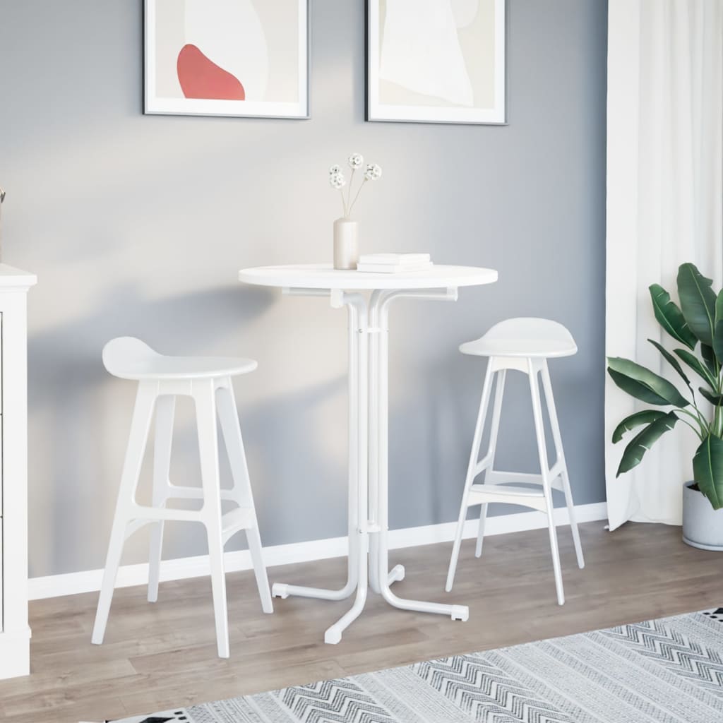 Barbord hvit Ø80x110 cm konstruert tre og stål