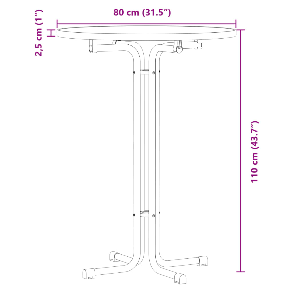 Barbord svart Ø80x110 cm konstruert tre og stål