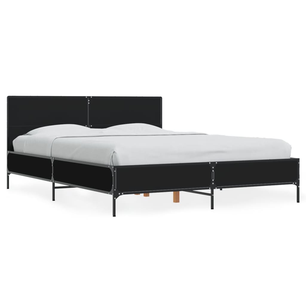 Sengeramme svart 120x200 cm konstruert tre og metall