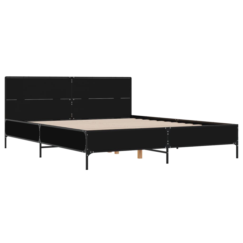 Sengeramme svart 120x200 cm konstruert tre og metall