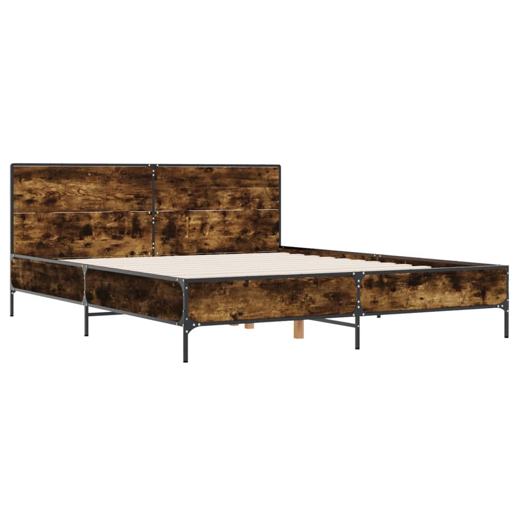 Sengeramme røkt eik 120x200 cm konstruert tre og metall