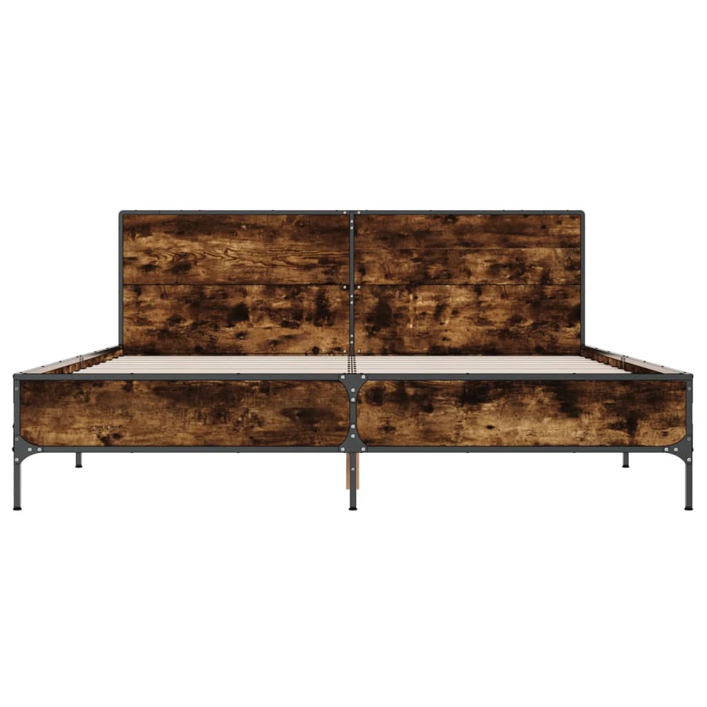 Sengeramme røkt eik 120x200 cm konstruert tre og metall