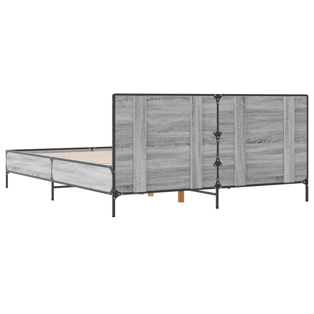 Sengeramme grå sonoma 120x200 cm konstruert tre og metall