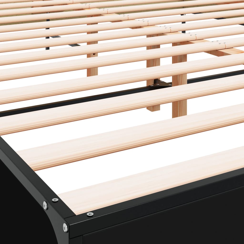 Sengeramme svart 140x200 cm konstruert tre og metall