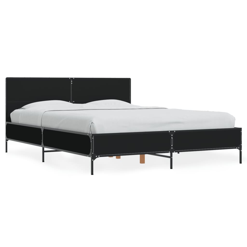 Sengeramme svart 140x200 cm konstruert tre og metall