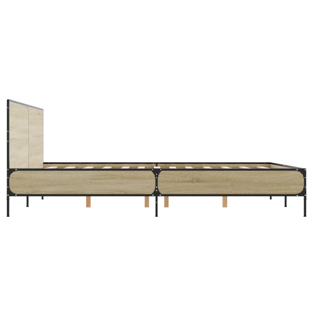 Sengeramme sonoma eik 150x200 cm konstruert tre og metall