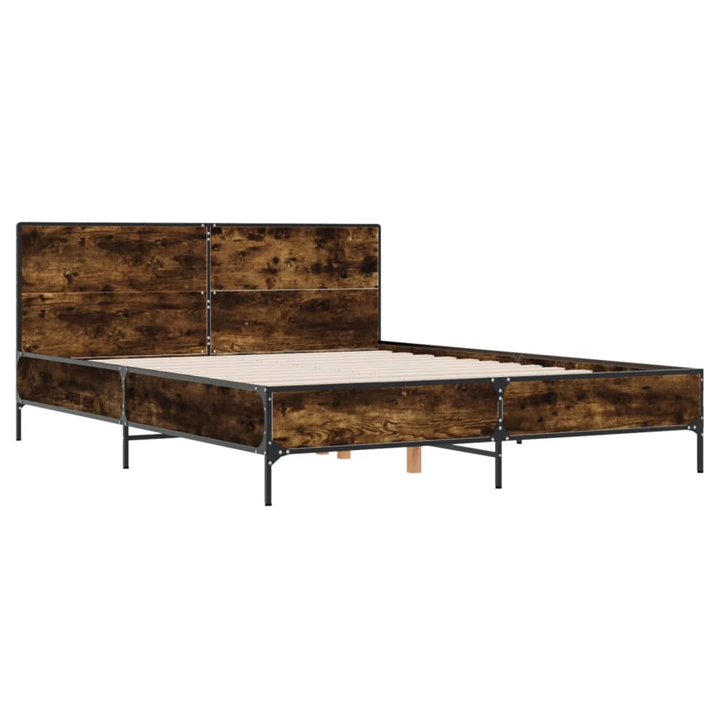 Sengeramme røkt eik 150x200 cm konstruert tre og metall