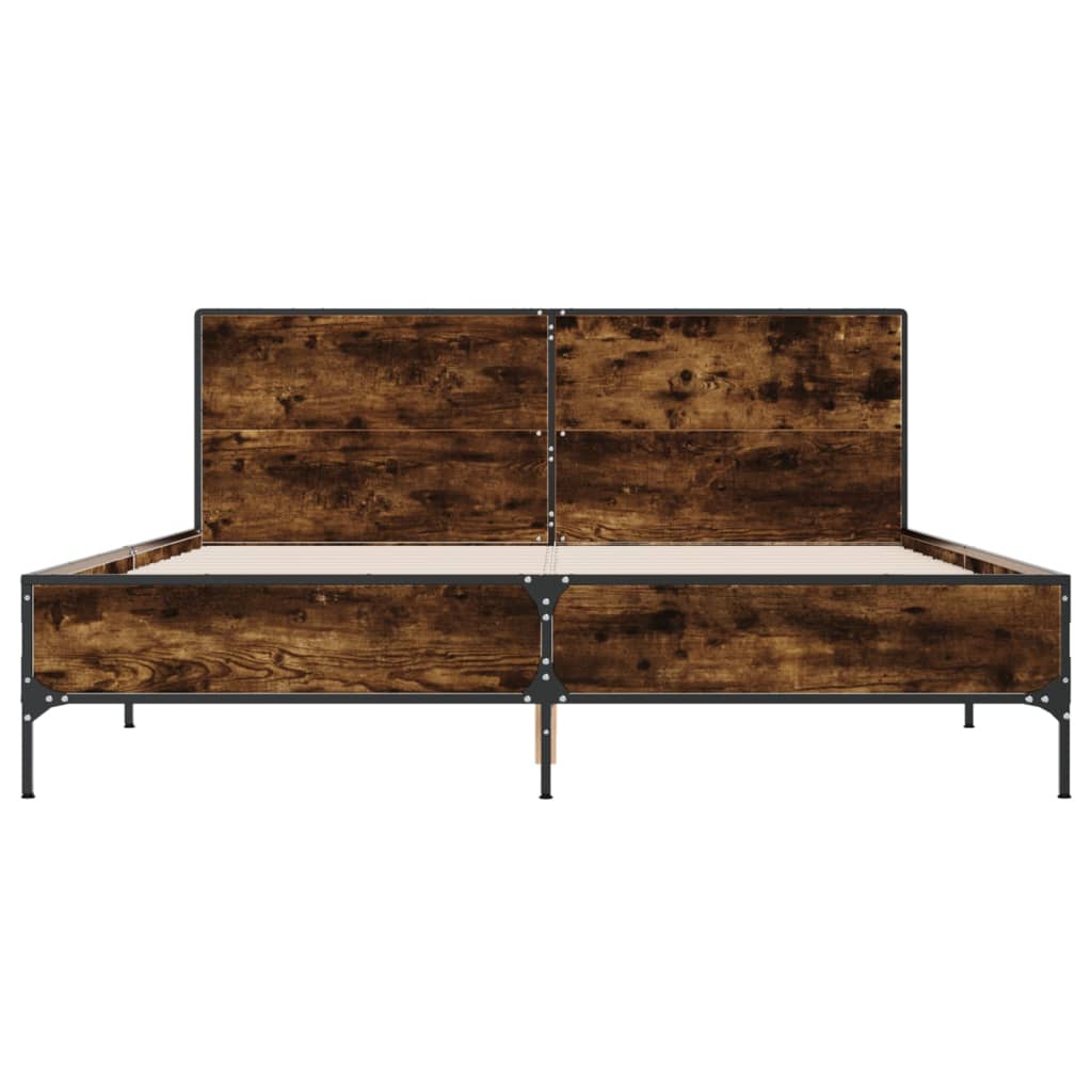 Sengeramme røkt eik 150x200 cm konstruert tre og metall