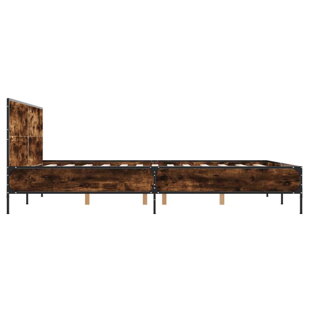 Sengeramme røkt eik 150x200 cm konstruert tre og metall