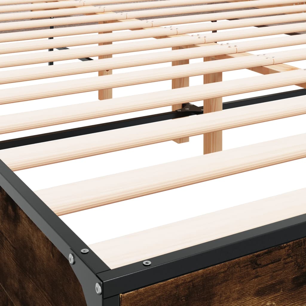 Sengeramme røkt eik 150x200 cm konstruert tre og metall