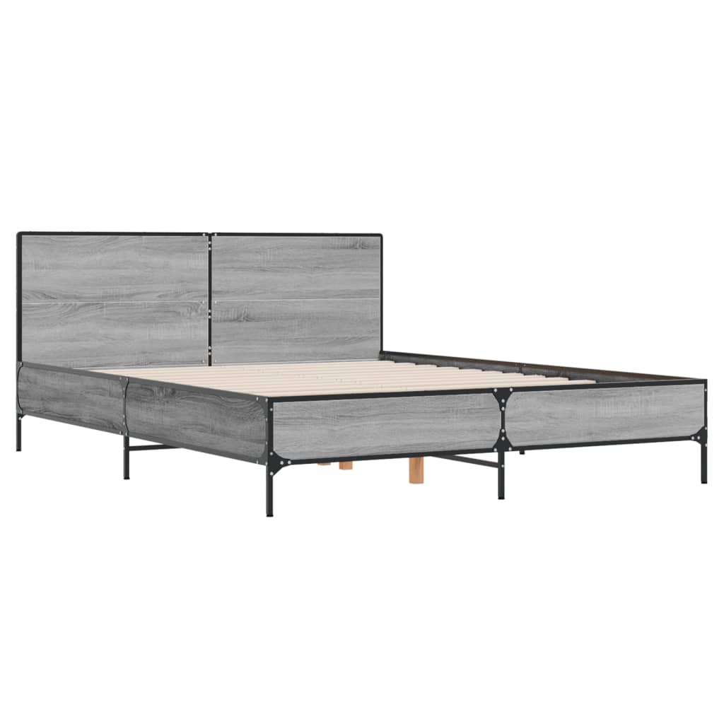 Sengeramme grå sonoma 150x200 cm konstruert tre og metall