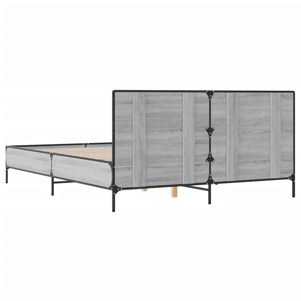 Sengeramme grå sonoma 150x200 cm konstruert tre og metall