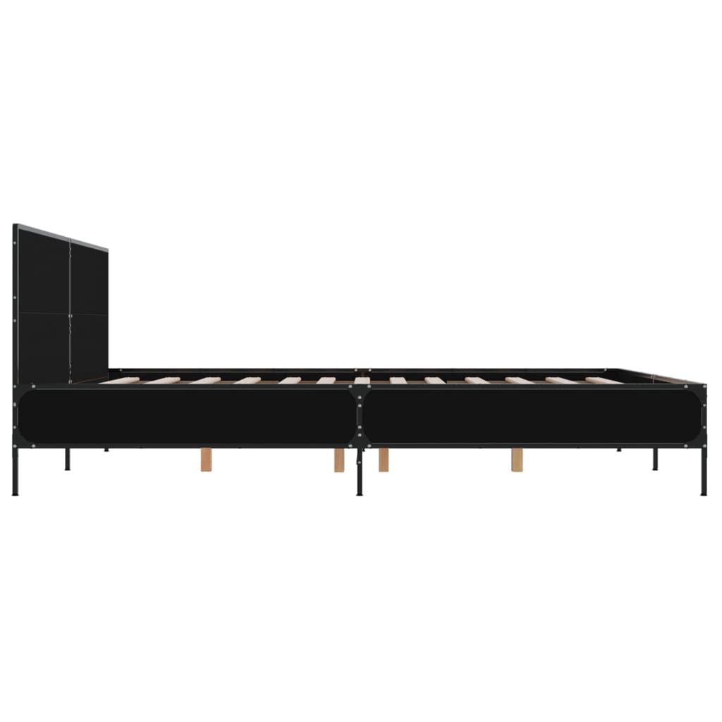 Sengeramme svart 180x200 cm konstruert tre og metall