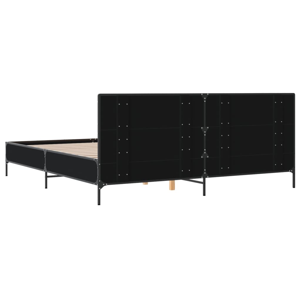 Sengeramme svart 180x200 cm konstruert tre og metall