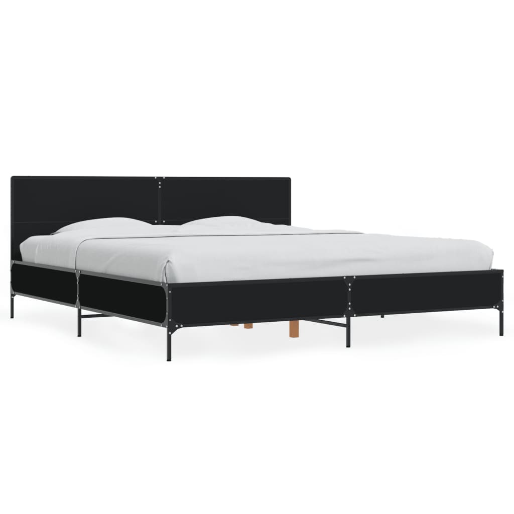 Sengeramme svart 180x200 cm konstruert tre og metall