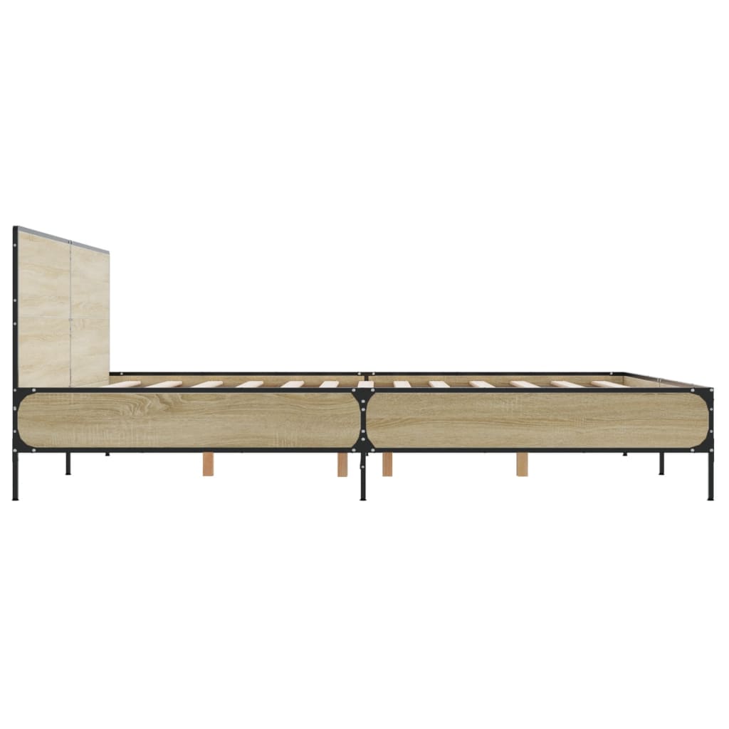 Sengeramme sonoma eik 180x200 cm konstruert tre og metall