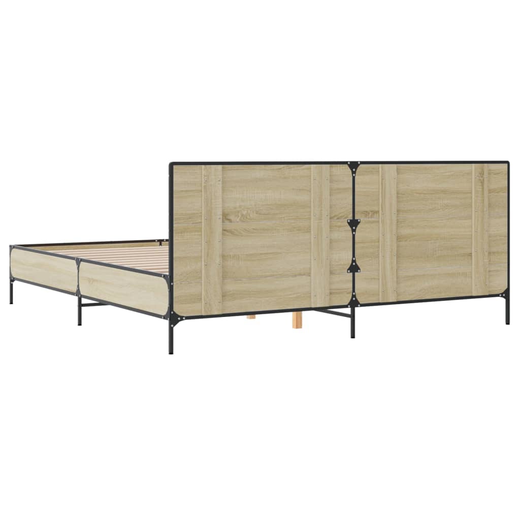 Sengeramme sonoma eik 180x200 cm konstruert tre og metall