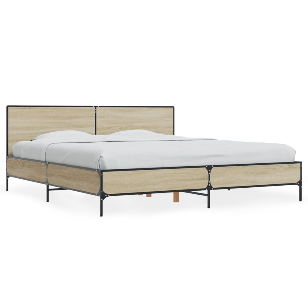 Sengeramme sonoma eik 180x200 cm konstruert tre og metall