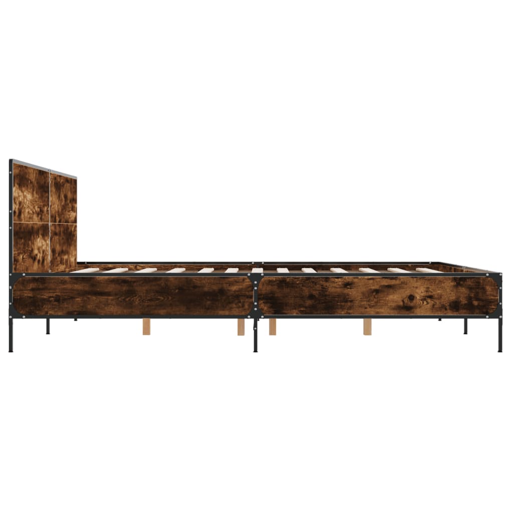 Sengeramme røkt eik 180x200 cm konstruert tre og metall vidaXL