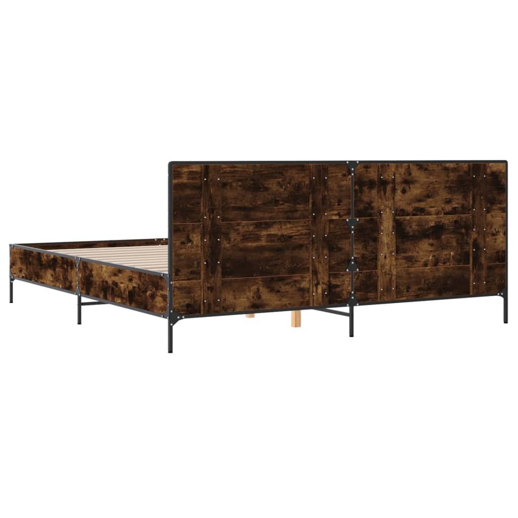 Sengeramme røkt eik 180x200 cm konstruert tre og metall vidaXL