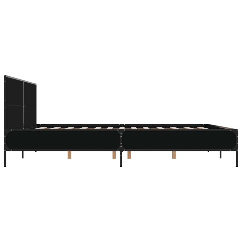 Sengeramme svart 200x200 cm konstruert tre og metall