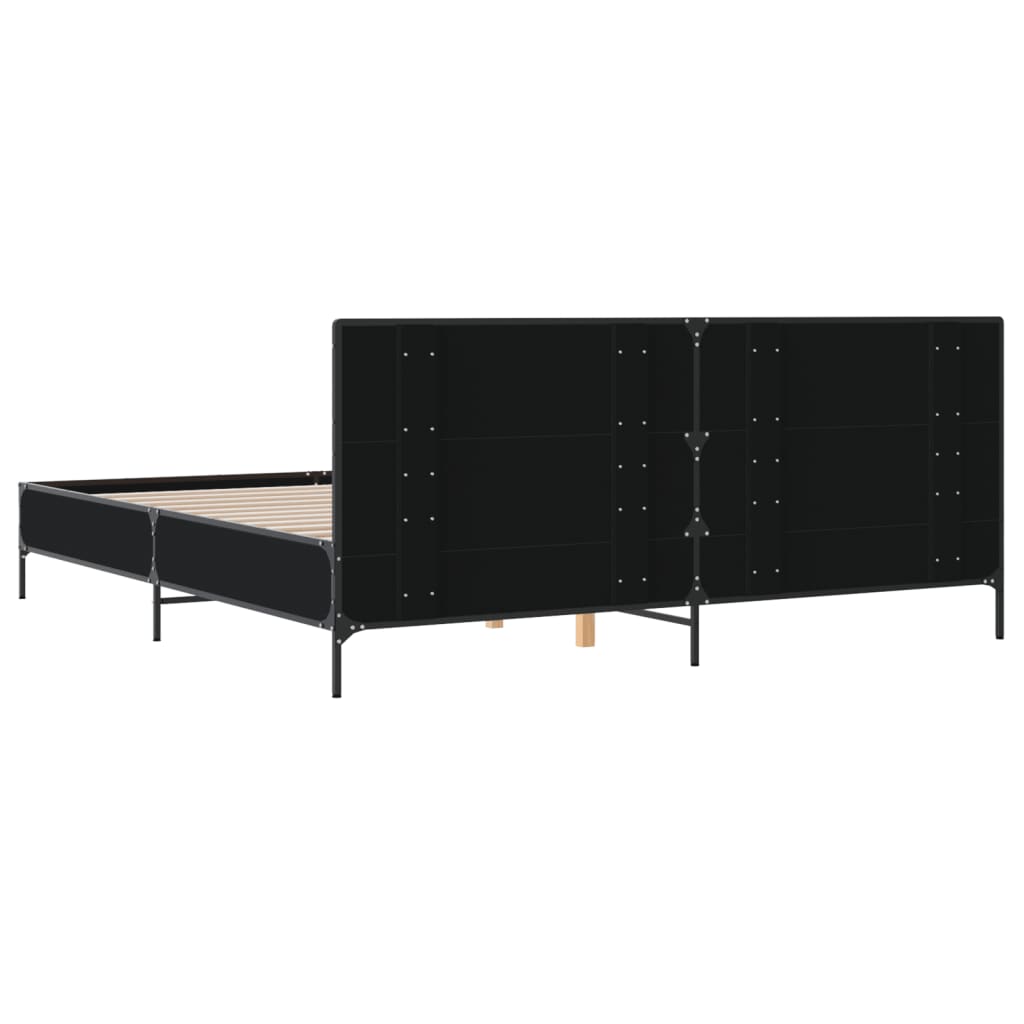 Sengeramme svart 200x200 cm konstruert tre og metall