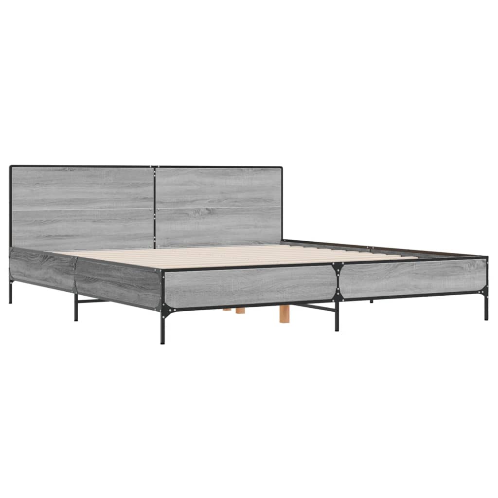 Sengeramme grå sonoma 200x200 cm konstruert tre og metall