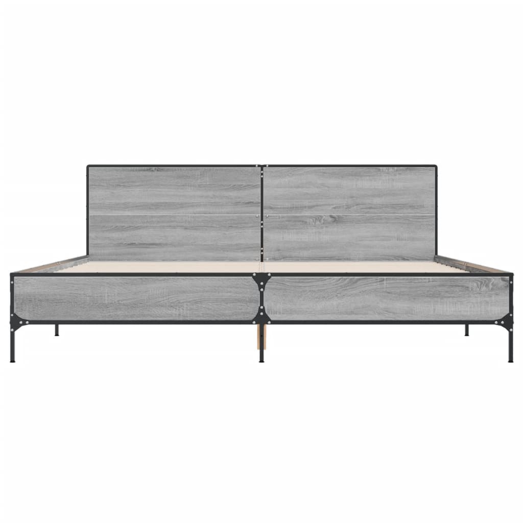 Sengeramme grå sonoma 200x200 cm konstruert tre og metall