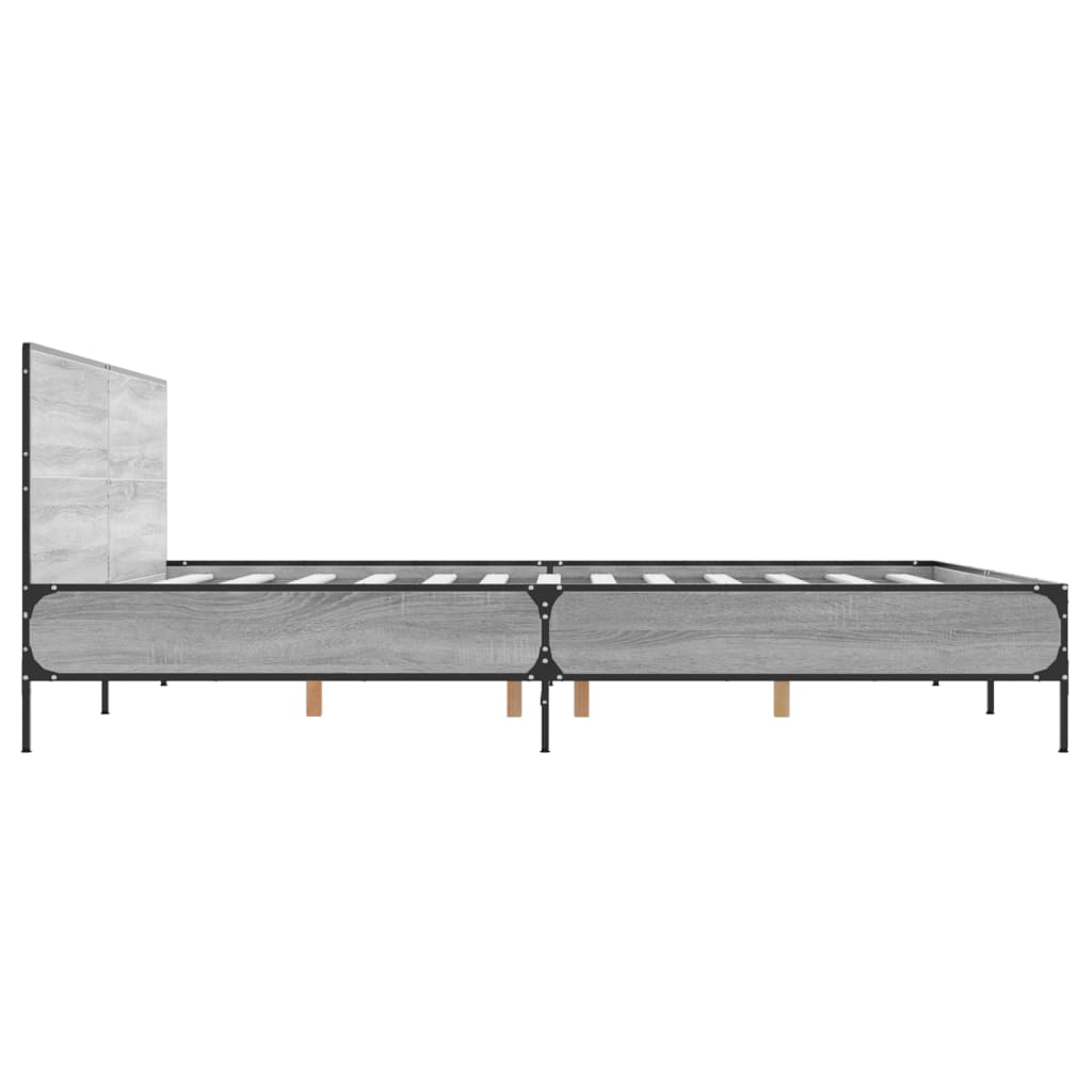 Sengeramme grå sonoma 200x200 cm konstruert tre og metall