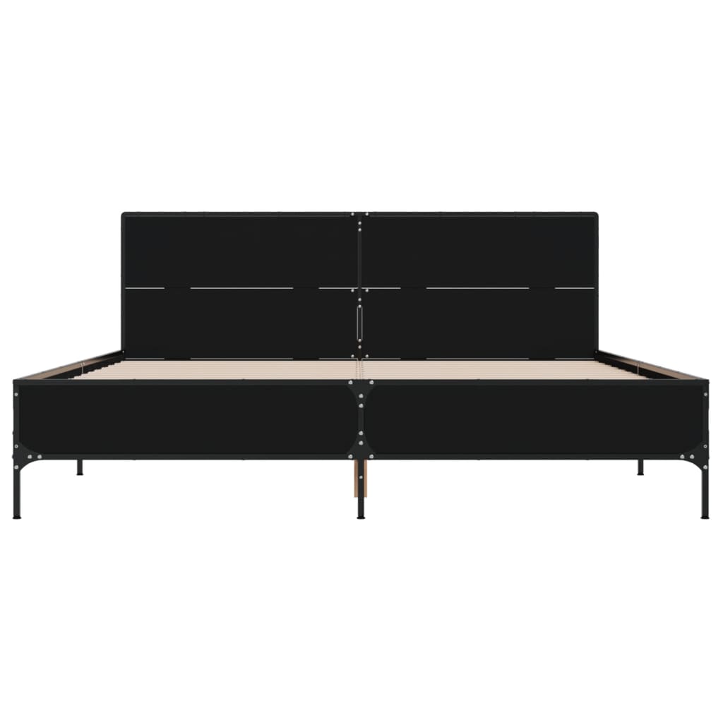 Sengeramme svart 120x190 cm konstruert tre og metall