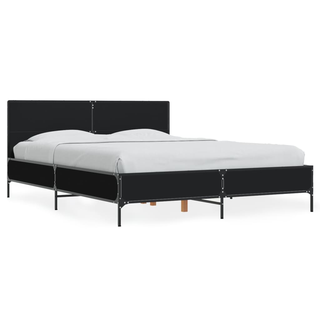 Sengeramme svart 135x190 cm konstruert tre og metall