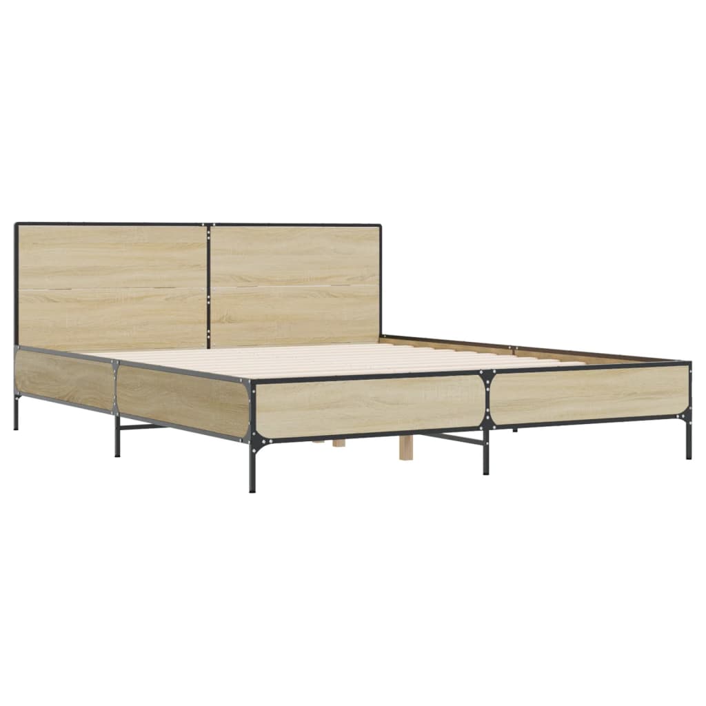 Sengeramme sonoma eik 135x190 cm konstruert tre og metall