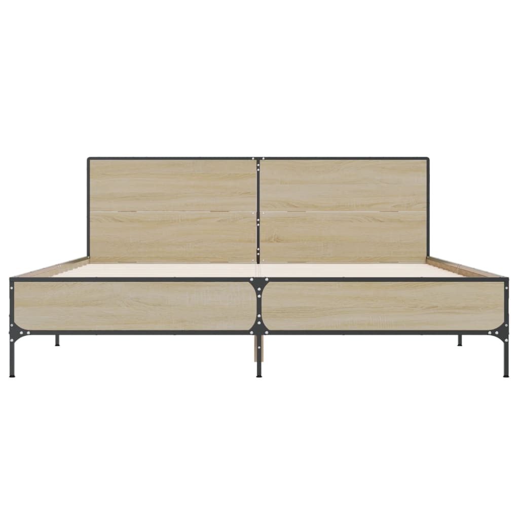 Sengeramme sonoma eik 135x190 cm konstruert tre og metall