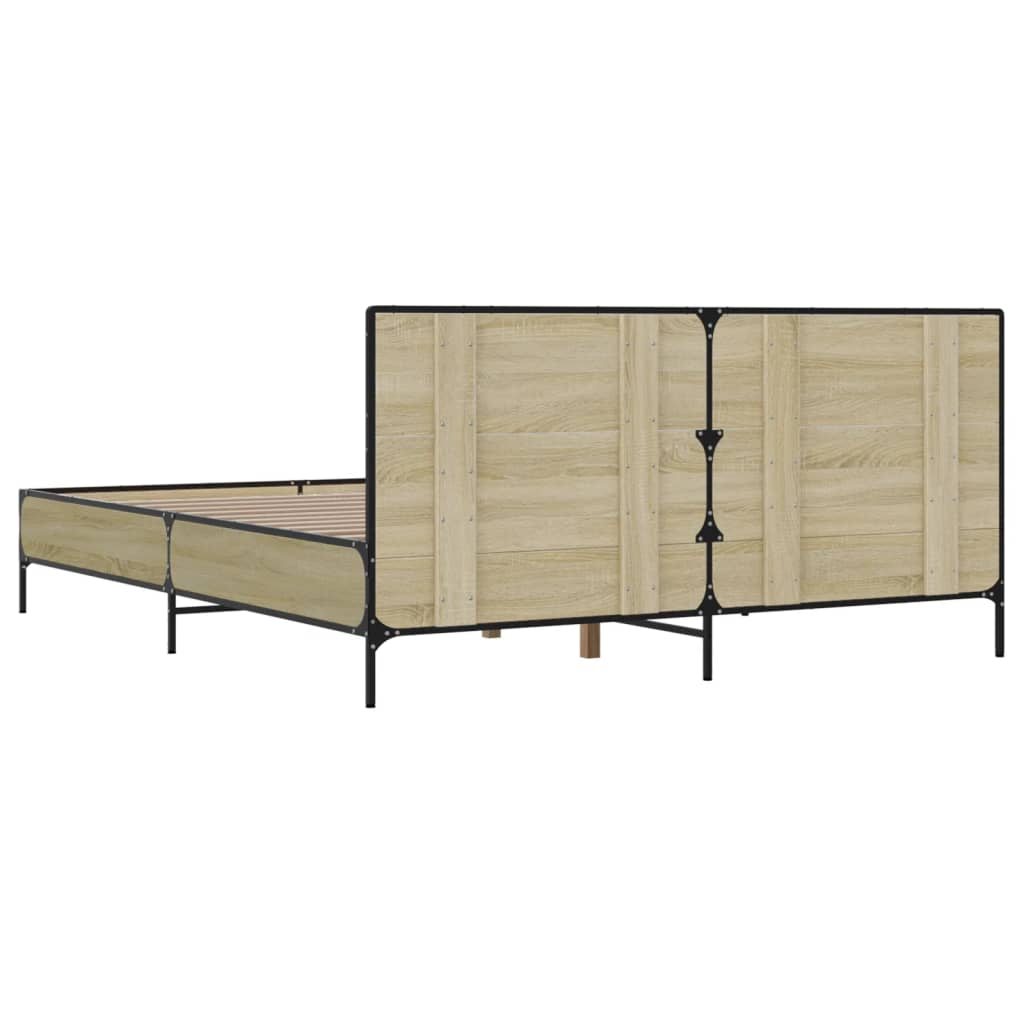 Sengeramme sonoma eik 135x190 cm konstruert tre og metall