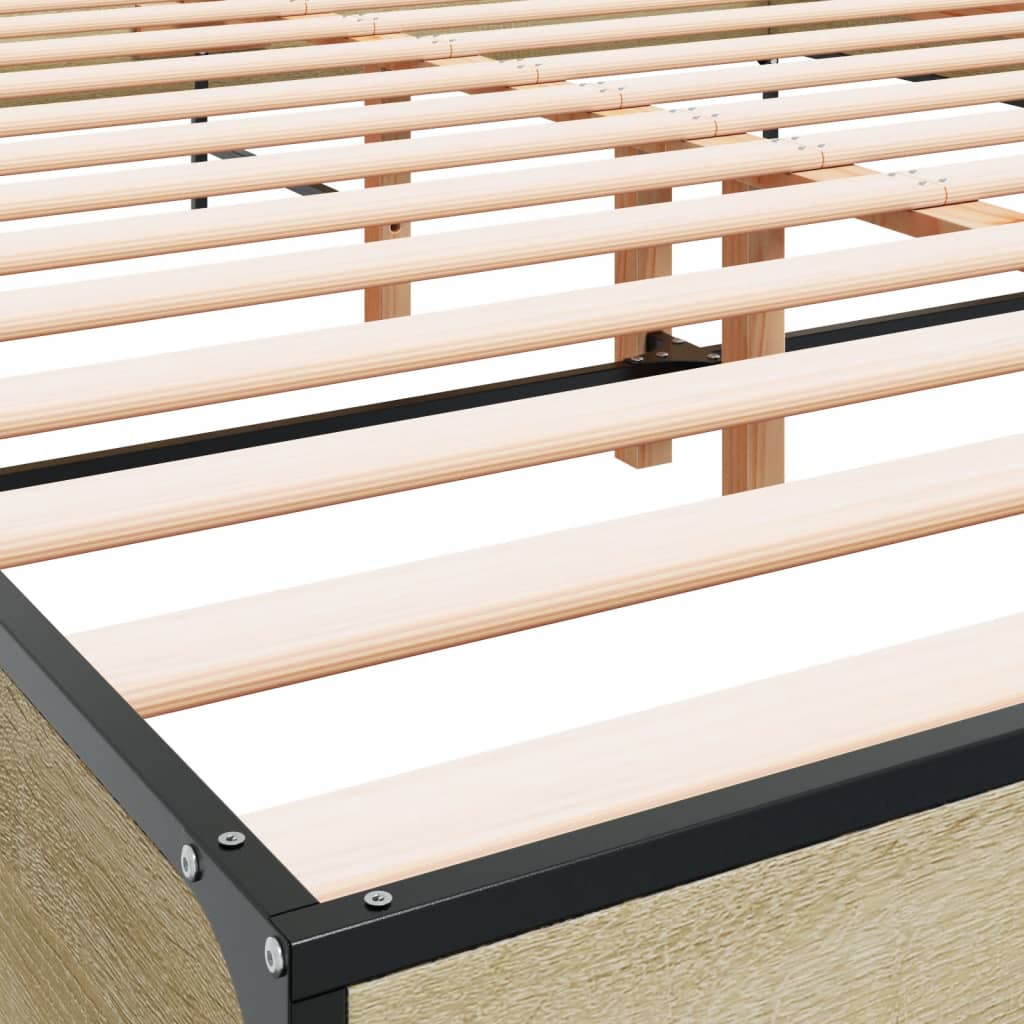 Sengeramme sonoma eik 135x190 cm konstruert tre og metall
